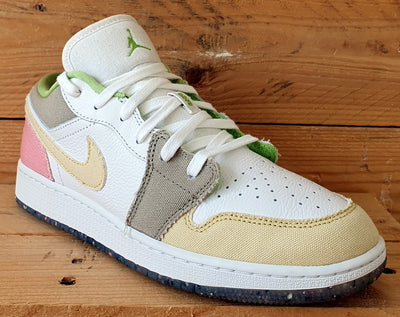 Nike Jordan 1 Low GS Trainers UK6/US7Y/EU40 DJ0341-100 Pastel Grind Vivid Green