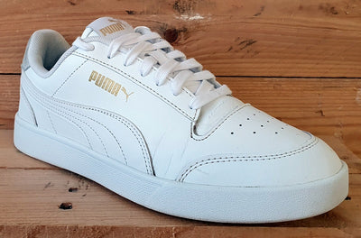 Puma Shuffle Low Leather Trainers UK7/US8/EU40.5 309668-08 White/Gold