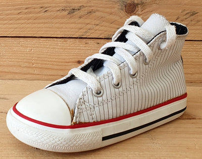 Converse All Star Mid Canvas Kids Trainers UK9/US9/EU25 707523 White Stripe