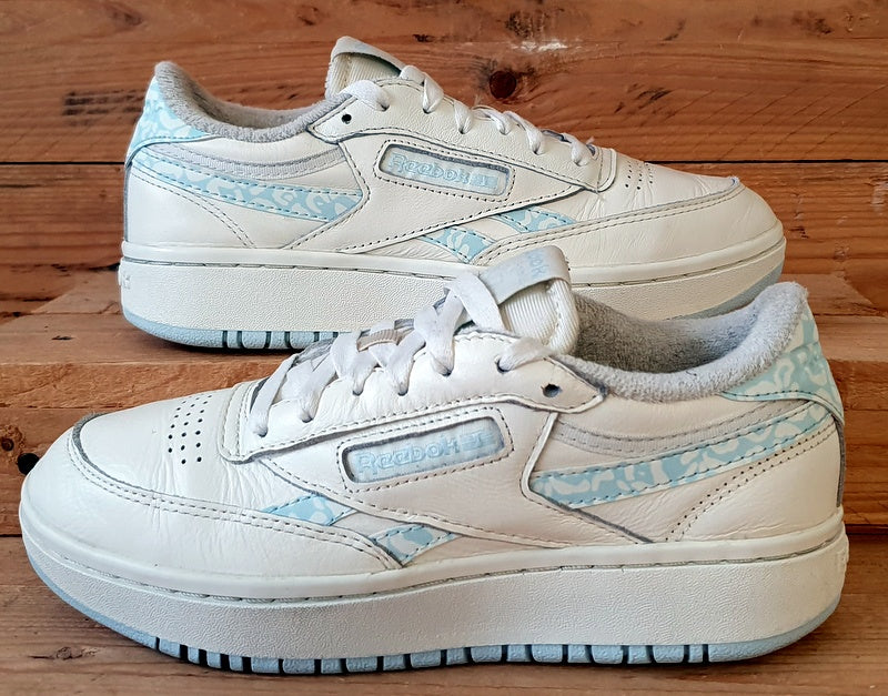 Reebok Club C Double Low Leather Trainers UK4/US6.5/EU37 H03652 Chalk/Blue