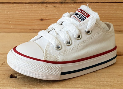 Converse All Star Low Canvas Kids Trainers UK4/US4/EU20 7J256C White/Red