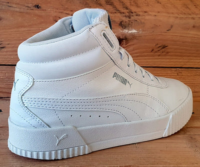 Puma Carina Mid Leather Trainers UK4/US5C/EU37 374440-01 Triple White