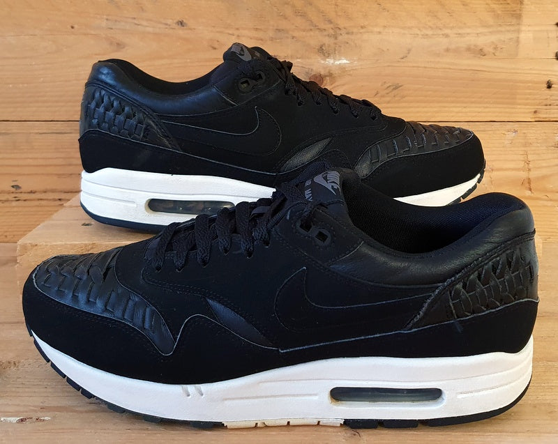 Nike Air Max 1 Low Woven Suede Trainers UK10/US11/EU45 725232-001 Black