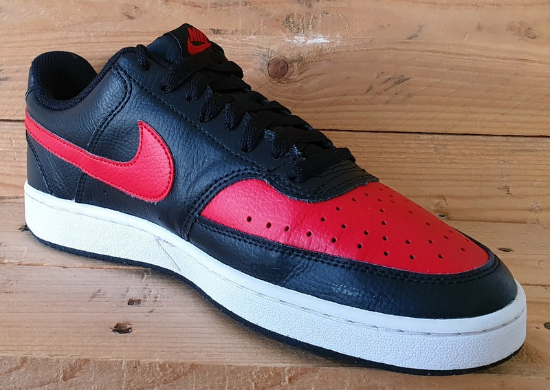 Nike Court Vision Low Leather Trainers UK7/US8/EU41 DV6488-001 Black/Red