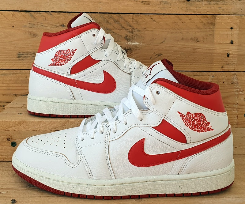 Nike air jordan 1 mid white and red best sale