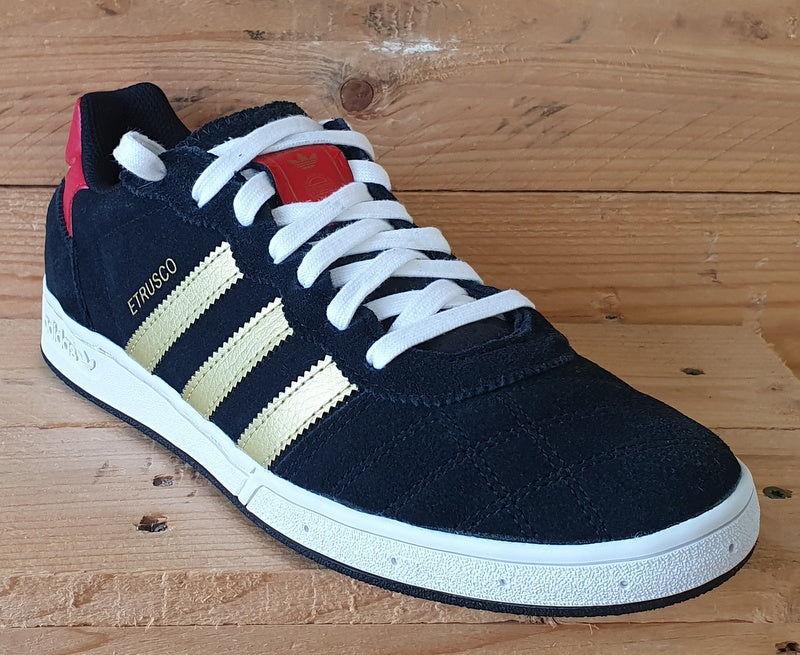 Adidas Etrusco Low Suede Trainers UK7/US7.5/EU40.5 D68934 Black/Gold/White