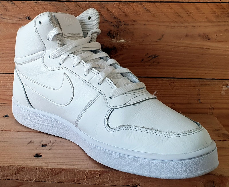 Nike Ebernon Mid Leather Trainers UK9/US10/EU44 AQ1773-100 Triple White