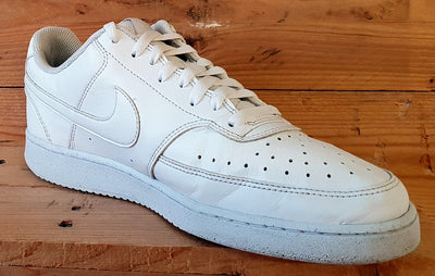 Nike Court Vision Low Leather Trainers UK10/US11/EU45 DH2987-100 Triple White