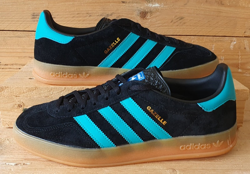 Adidas Gazelle Indoor Low Suede Trainers UK8/US8.5/EU42 EE5732 Black/Aqua/Gum