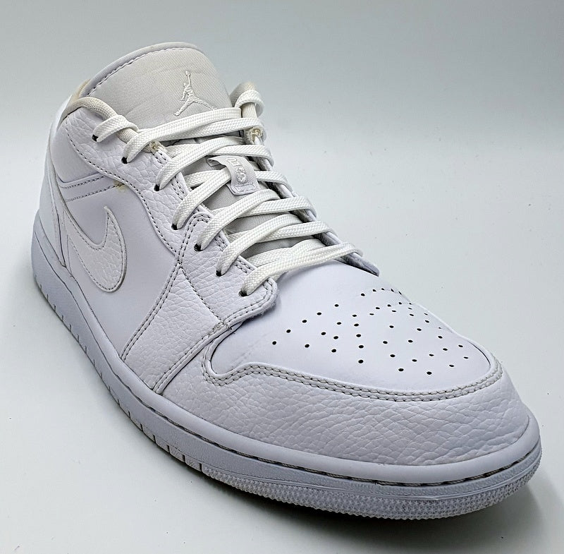 Nike Air Jordan 1 Leather Trainers 553558-130 Triple White UK10.5/US11.5/EU45.5
