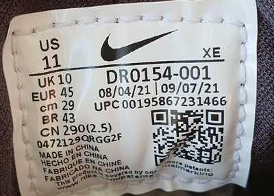 Nike Air Huarache Low Leather Trainers UK10/US11/EU45 DR0154-001 Black/Cool Grey
