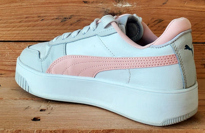 Puma Carina Low Leather Trainers UK4/US5/EU37 393846-04 White/Pink/Grey