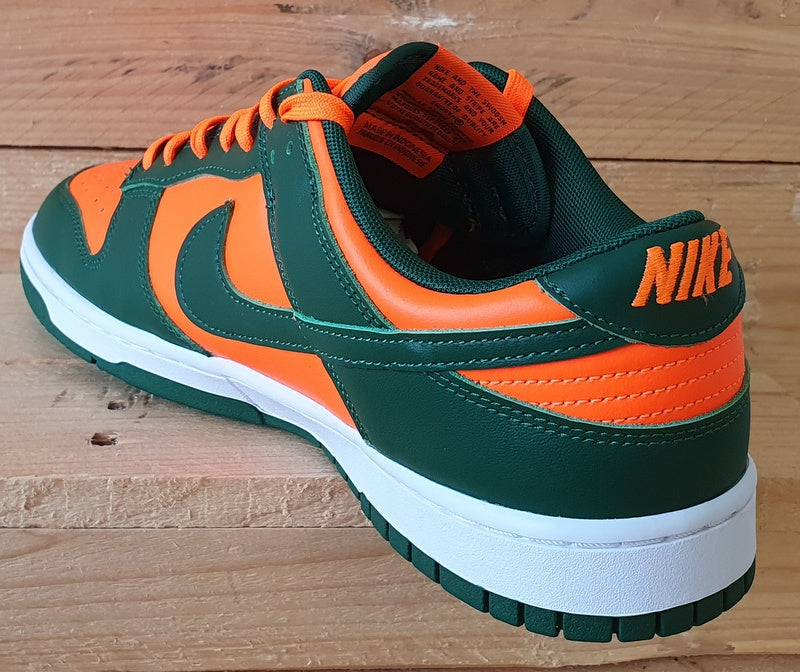 Nike Dunk Low Miami Hurricanes Leather Trainers UK10.5/US11.5/E45.5 Green/Orange