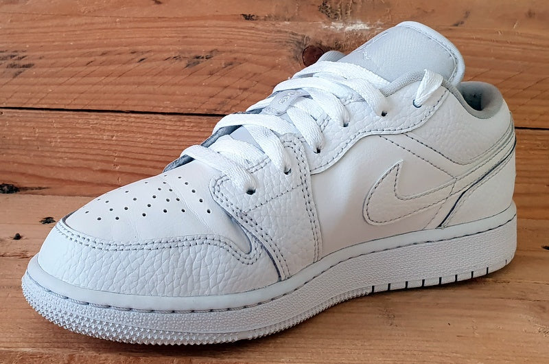 Nike Air Jordan 1 Low Leather Trainers UK4/US4.5Y/EU36.5 553560-130 Triple White