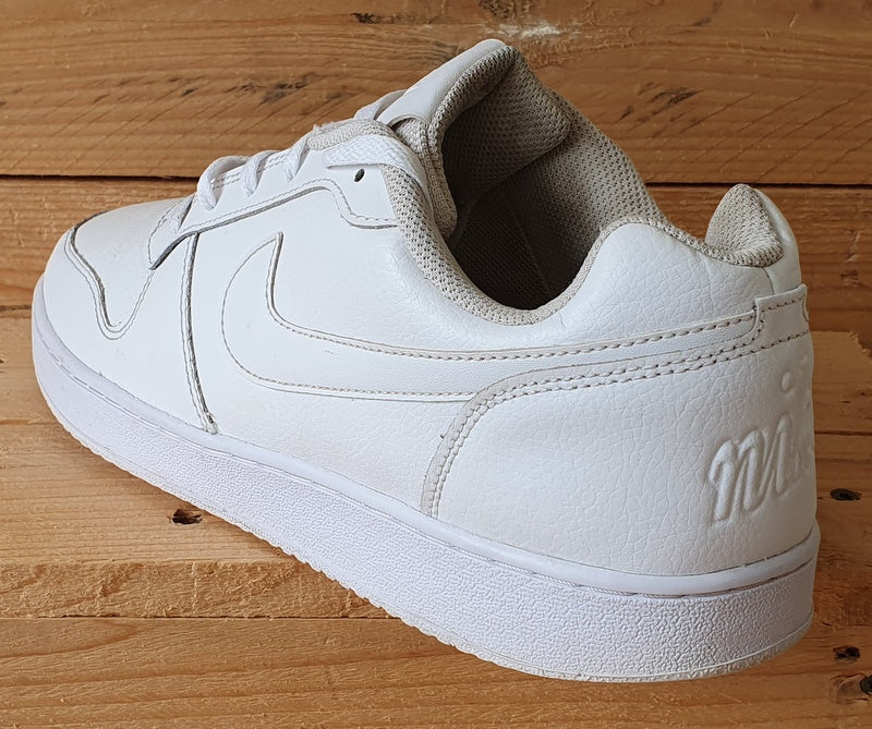 Nike Ebernon Low Leather Trainers UK9 US10 EU44 AQ1775 100 Triple White