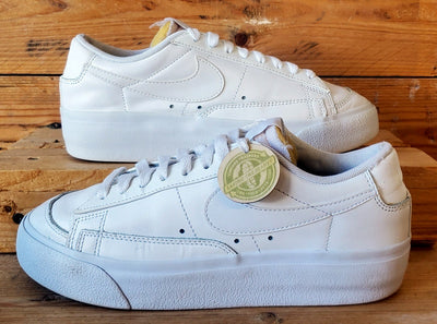 Nike Blazer Platform Low Leather Trainers UK4.5/US7/EU38 DJ0292-100 Triple White