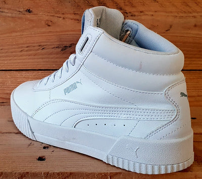 Puma Carina Mid Leather Trainers UK4/US5C/EU37 374440-01 Triple White