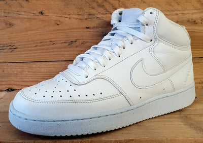 Nike Court Vision Mid Leather Trainers UK8/US9/EU42.5 DN3577-100 Triple White