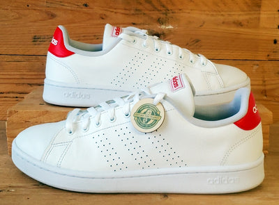 Adidas Neo Advantage Low Leather Trainers UK10/US10.5/EU44.5 F36422 White/Red
