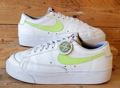 Nike Blazer Platform Low Leather Trainers UK7.5/US10/EU42 DJ0292-102 White/Lemon