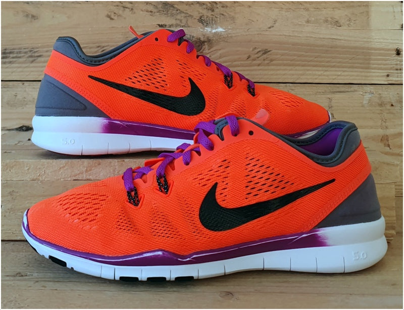 Nike Free 5.0 Low Textile Trainers UK5/US7.5/E38.5 704674-801 Orange/Purple/Grey