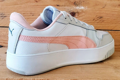 Puma Carina Low Leather Trainers UK4/US5/EU37 393846-04 White/Pink/Grey