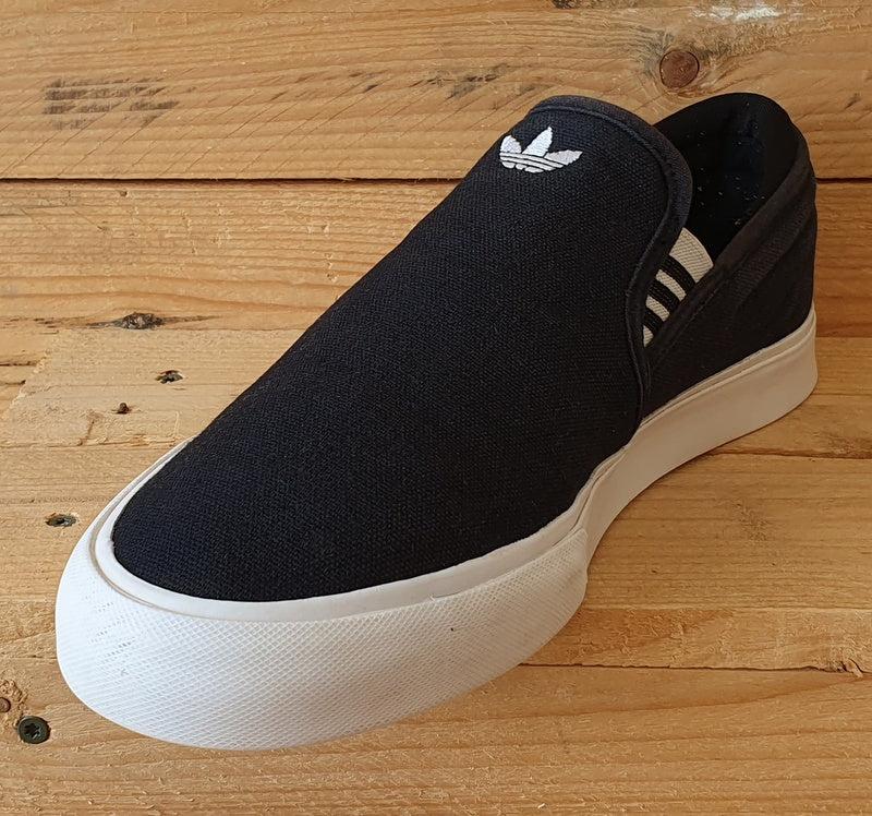 Adidas Sabalo Slip On Low Canvas Trainers UK9/US9.5/EU43 EE6130 Blacl/White