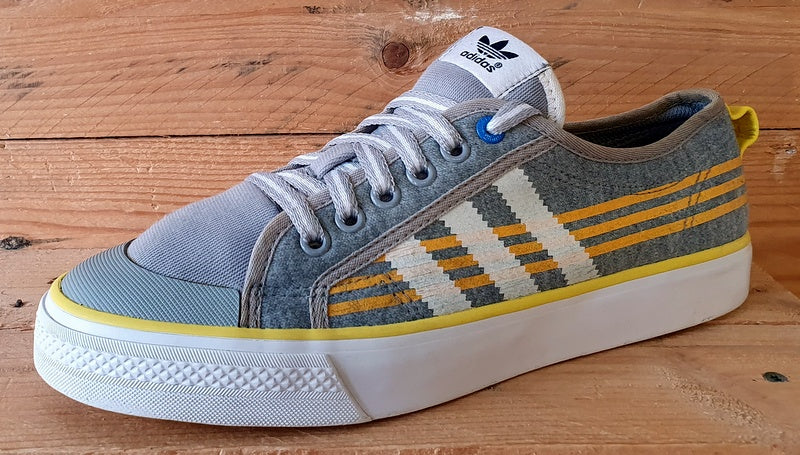 Adidas Nizza Low Canvas Trainers UK8/US8.5/EU42 G03233 Grey/Yellow/Orange