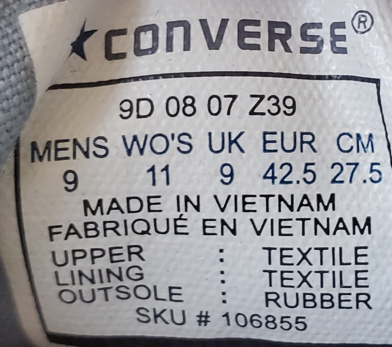 Converse All Star Low Canvas Trainers UK9/US9/EU42.5 106855 Blue/White/Grey