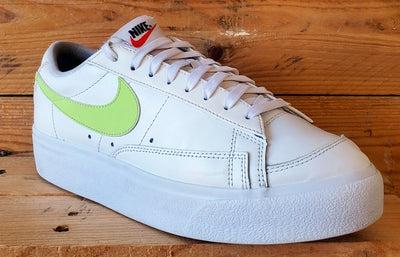 Nike Blazer Platform Low Leather Trainers UK7.5/US10/EU42 DJ0292-102 White/Lemon