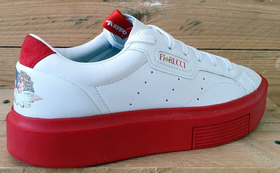 Adidas Sleek Super Fiorucci Low Leather Trainers UK6/US7.5/EU39 EE4719 White/Red