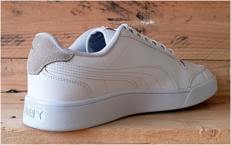 Puma Shuffle Low Leather/Suede Trainers UK8/US9/EU42 309668-08 White/Gold