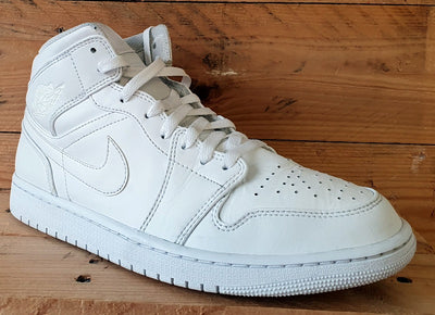 Nike Air Jordan 1 Mid Leather Trainers UK9/US10/EU44 554724-136 Triple White