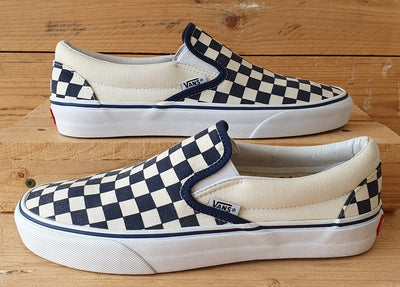 Vans Customs Checkerboard Low Canvas Trainers UK7/US8/EU40.5 Navy Blue/Cream