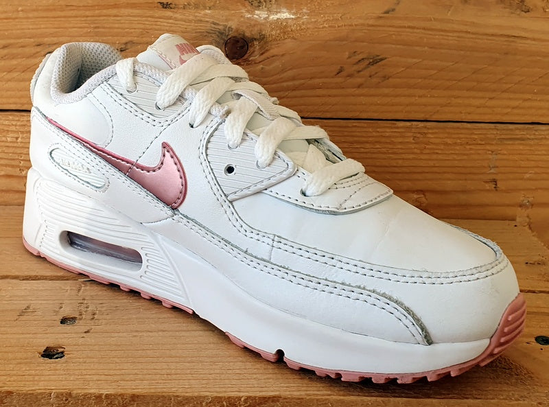 Nike Air Max 90 Low GS Trainers UK2/US2.5Y/EU34 CD6867-115 White Pink Glaze