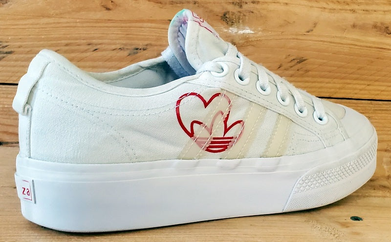 Adidas Nizza Platform Low Canvas Trainers UK6/US7.5/EU39 FX9179 White/Red