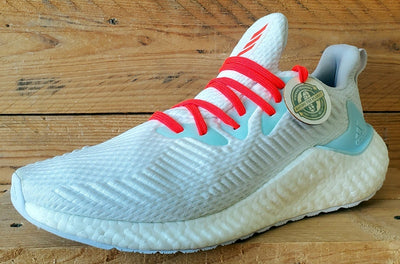 Adidas Alphaboost Low Primeknit Trainers UK8.5/US9/EU42.5 EG1441 White/Solor Red