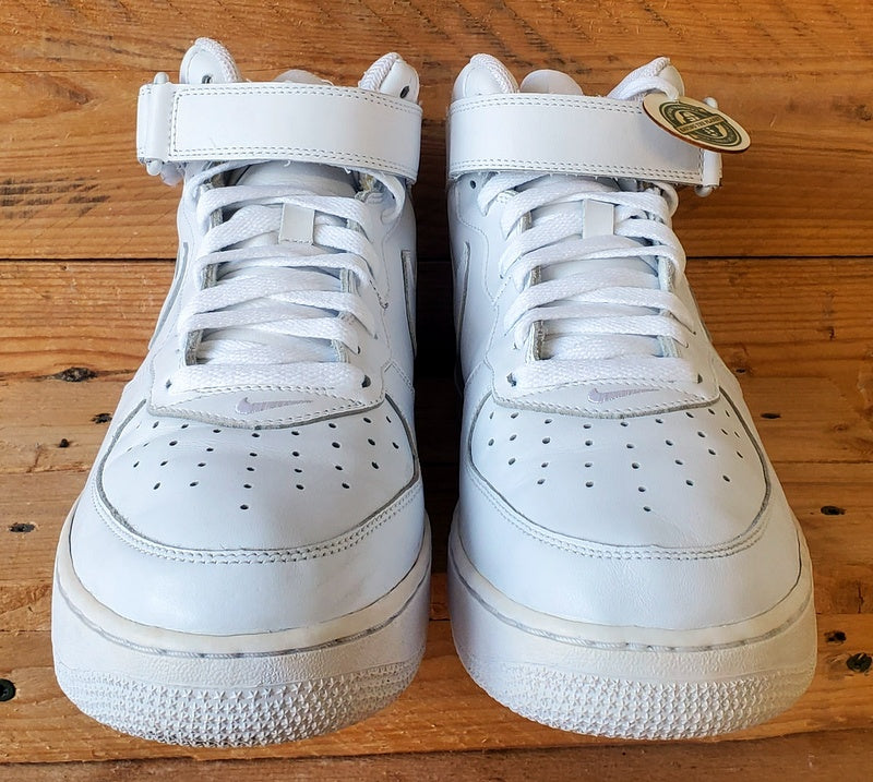 Nike Air Force 1 Mid Leather Trainers UK9.5/US10.5/E44.5 306352-113 Triple White
