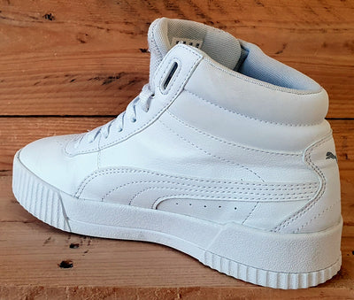 Puma Carina Mid Leather Trainers UK4/US5C/EU37 374440-01 Triple White