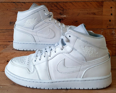 Nike Air Jordan 1 Mid Leather Trainers UK9/US10/EU44 554724-136 Triple White