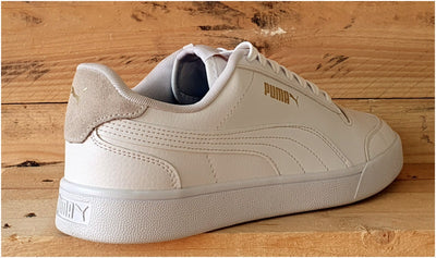 Puma Shuffle Low Leather/Suede Trainers UK8/US9/EU42 309668-08 White/Gold