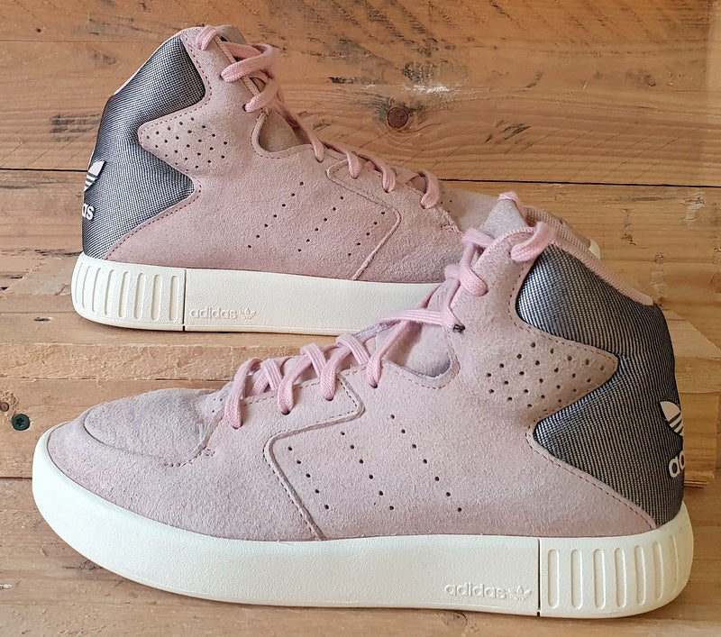 Adidas Tubular Invader Mid Suede Trainers UK4.5/US6/EU37 S80555 Pink/White