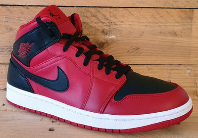 Nike Air Jordan 1 Mid Reverse Bred Trainers UK11/US12/EU46 554724-660 Red/Black