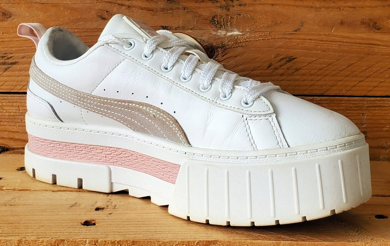 Puma Mayze Platform Low Leather Trainers UK7/US9.5/EU40.5 381983-08 White