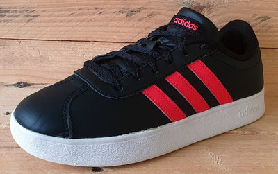 Adidas VL Court 2.0 Low Leather Trainers UK4/US4.5/EU36.5 F36378 Black/Red