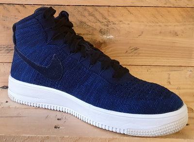 Nike Air Force 1 Mid Flyknit Trainers UK10/US11/EU45 817420-401 College Navy