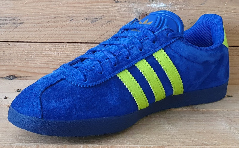 Adidas Gazelle Low Suede Trainers UK9/US9.5/EU43 FZ2686 Blue/Volt Yellow