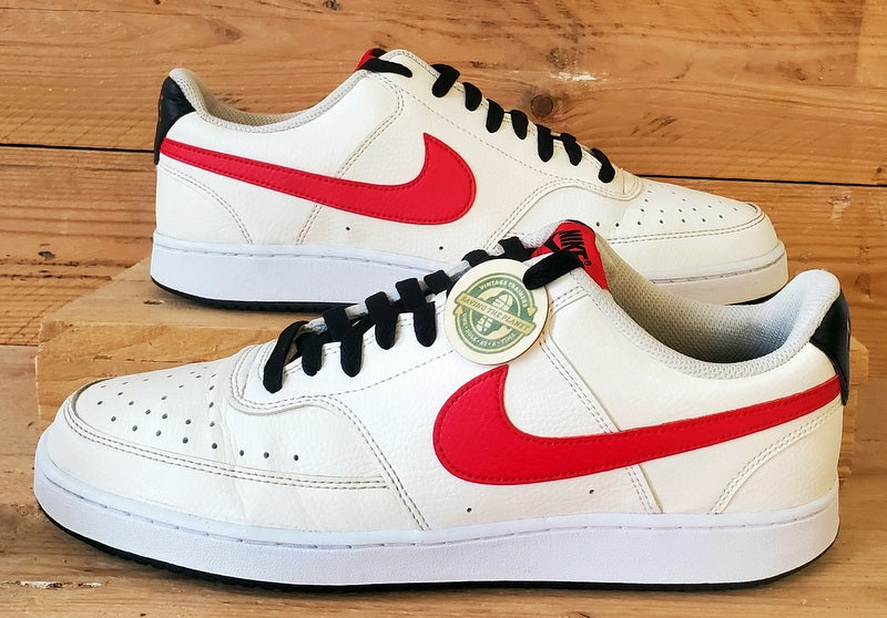 Nike Court Vision Low Leather Trainers UK10/US11/EU45 DH2987-102 Cream/Red