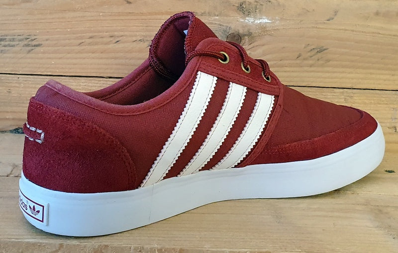 Adidas Seeley Low Canvas/Suede Trainers UK8/US8.5/EU42 G98079 Maroon/White