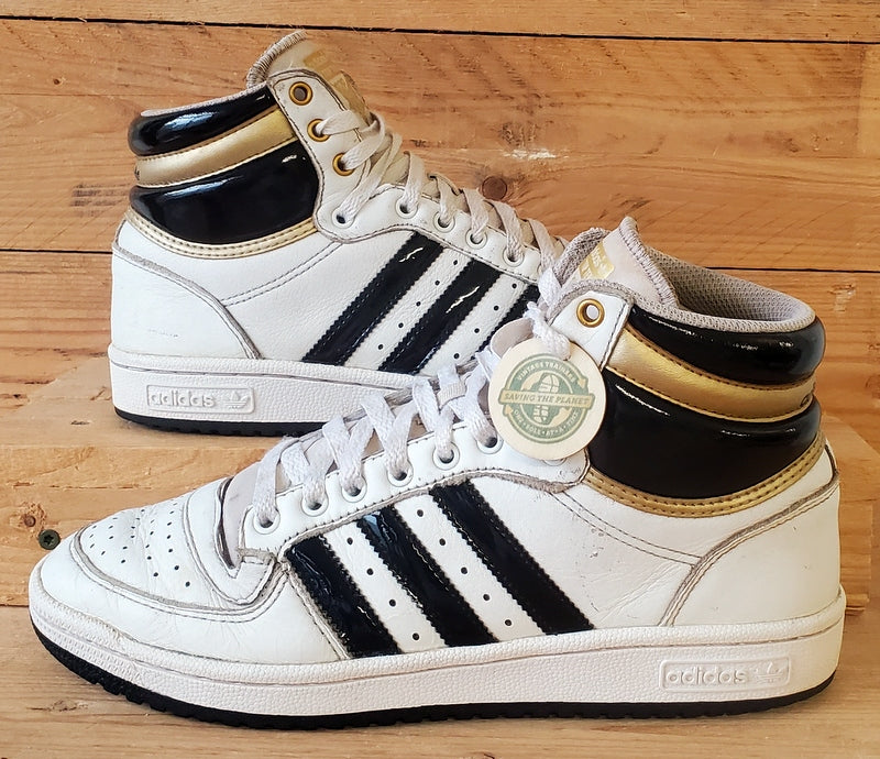 Adidas Top Ten Mid Leather Trainers UK7.5/US8/EU41 FZ3694 White/Black/Gold